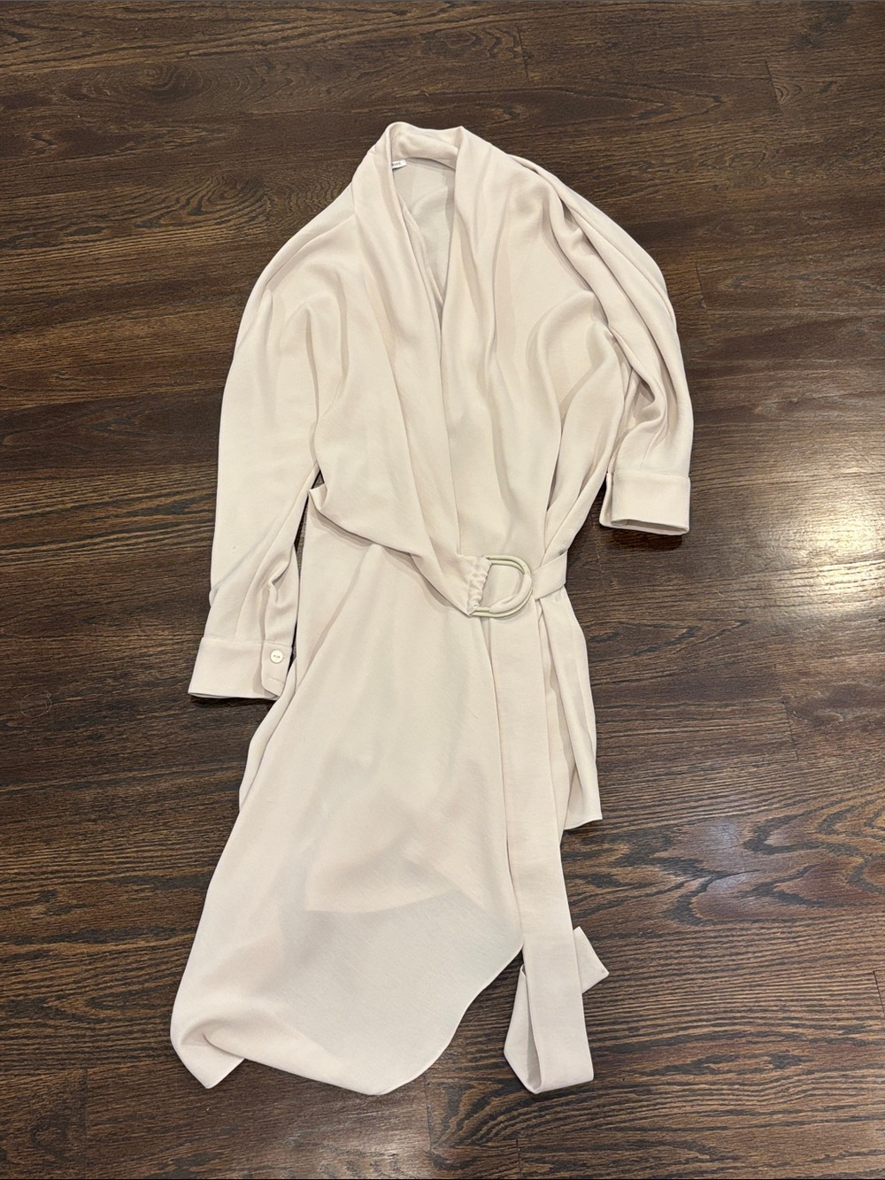 Adolfo Dominguez Cream Belted Draped Jacket